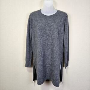 Club Monaco Womens Cashmere Sweater Lightweight Lagenlook Grey Split Hem Tunic S